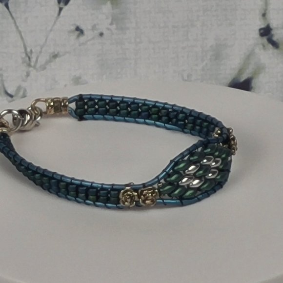 Leather & Bead Teal Bracelet - Picture 3 of 5